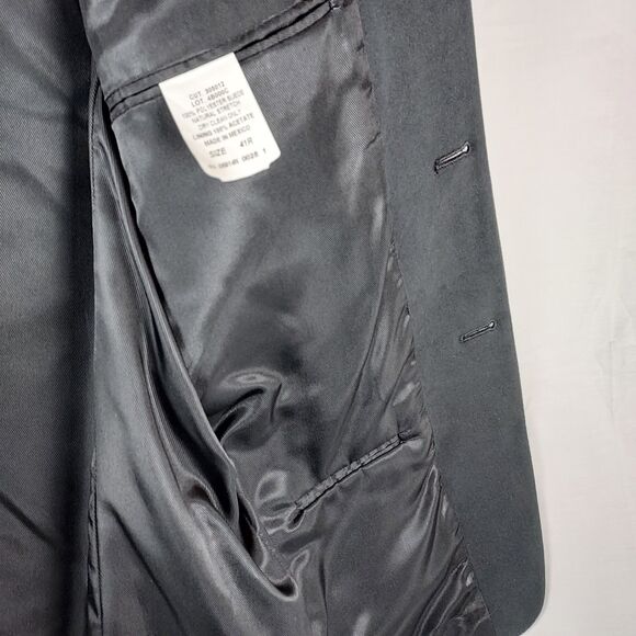 Andrew Fezza 41R Mens Black Suede Look Polyester Blazer Sport Coat Jacket - Picture 5 of 11